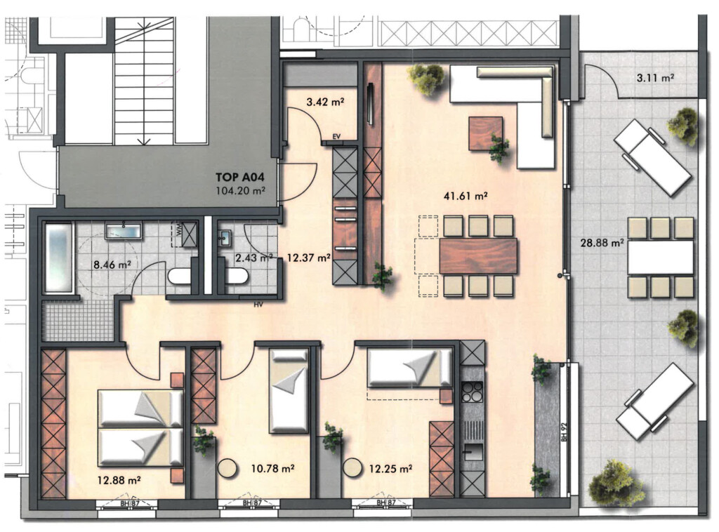 Traumhafte 4 Zimmerwohnung mit großer Terrasse in Lustenau - Augartenstraße